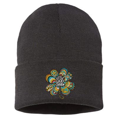 Boho Lucky Charm St. PatrickS Day Retro Four Leaf Clover Sustainable Knit Beanie