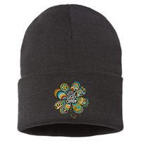 Boho Lucky Charm St. PatrickS Day Retro Four Leaf Clover Sustainable Knit Beanie