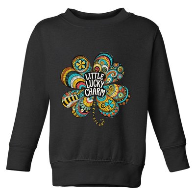 Boho Lucky Charm St. PatrickS Day Retro Four Leaf Clover Toddler Sweatshirt