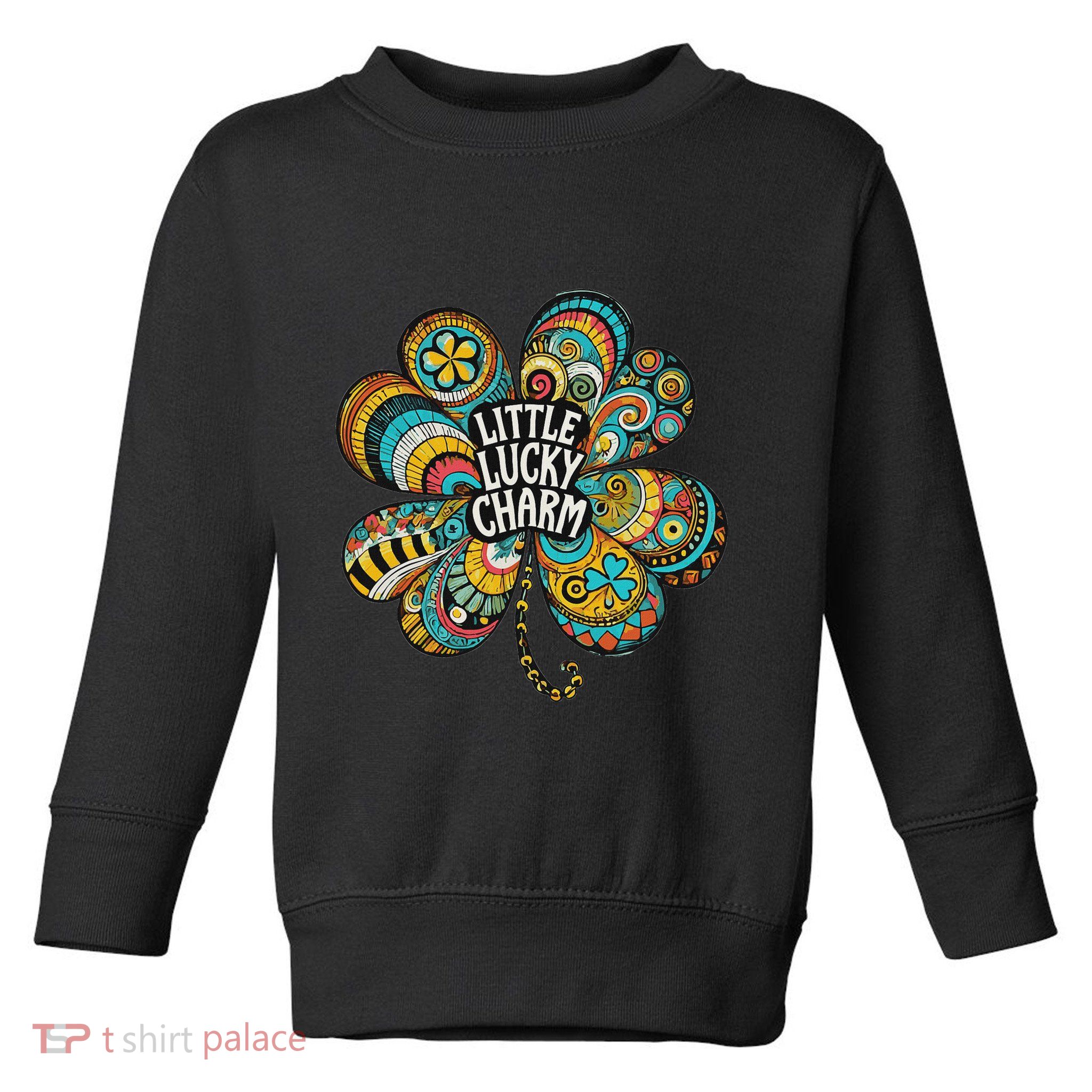 Boho Lucky Charm St. PatrickS Day Retro Four Leaf Clover Toddler Sweatshirt