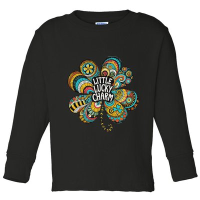 Boho Lucky Charm St. PatrickS Day Retro Four Leaf Clover Toddler Long Sleeve Shirt