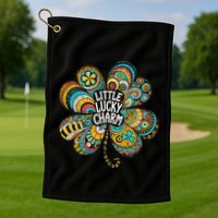 Boho Lucky Charm St. PatrickS Day Retro Four Leaf Clover Golf Towel