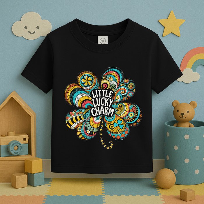 Boho Lucky Charm St. PatrickS Day Retro Four Leaf Clover Toddler T-Shirt