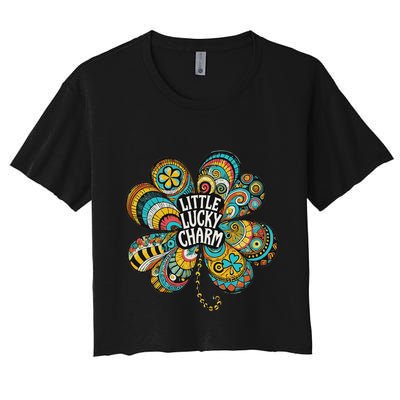 Boho Lucky Charm St. PatrickS Day Retro Four Leaf Clover Crop Top