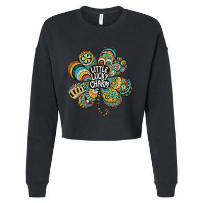 Boho Lucky Charm St. PatrickS Day Retro Four Leaf Clover Cropped Pullover Crew