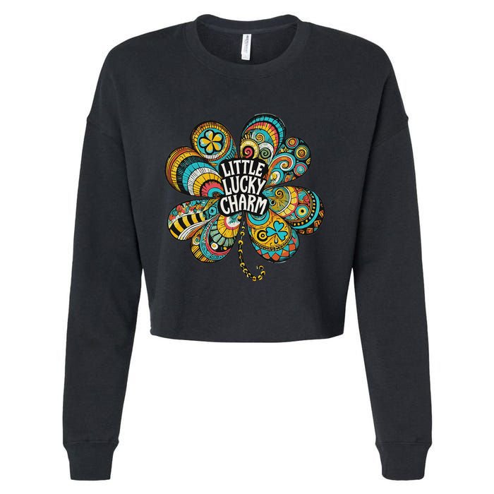 Boho Lucky Charm St. PatrickS Day Retro Four Leaf Clover Cropped Pullover Crew