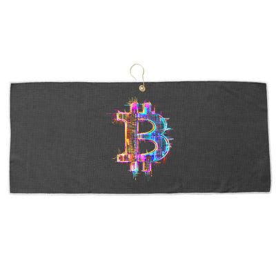 Bitcoin Logo Crypto Trader Investor Cryptocurrency BTC Large Microfiber Waffle Golf Towel