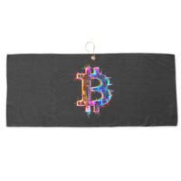 Bitcoin Logo Crypto Trader Investor Cryptocurrency BTC Large Microfiber Waffle Golf Towel