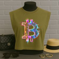 Bitcoin Logo Crypto Trader Investor Cryptocurrency BTC Garment-Dyed Women's Muscle Tee