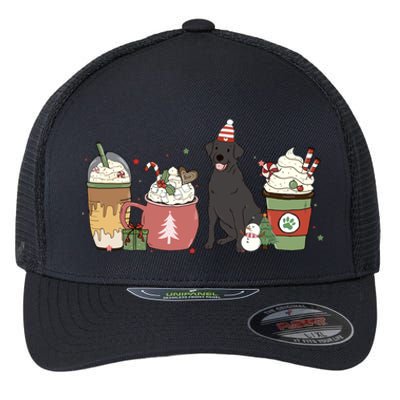 Black Lab Coffee Latte Winter Christmas Dog Mom Holiday Great Gift Flexfit Unipanel Trucker Cap