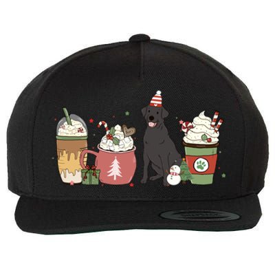 Black Lab Coffee Latte Winter Christmas Dog Mom Holiday Great Gift Wool Snapback Cap