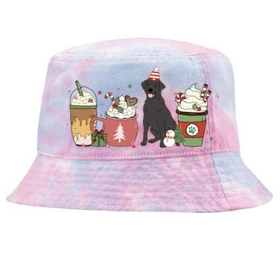 Black Lab Coffee Latte Winter Christmas Dog Mom Holiday Great Gift Tie-Dyed Bucket Hat