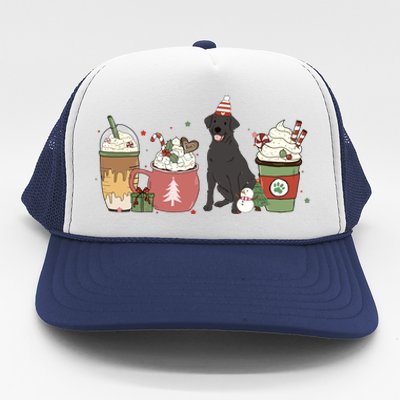 Black Lab Coffee Latte Winter Christmas Dog Mom Holiday Great Gift Trucker Hat