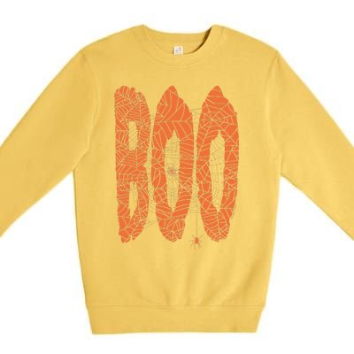 Boo Letters Covered In Spider Webs Fun Spooky Halloween Premium Crewneck Sweatshirt