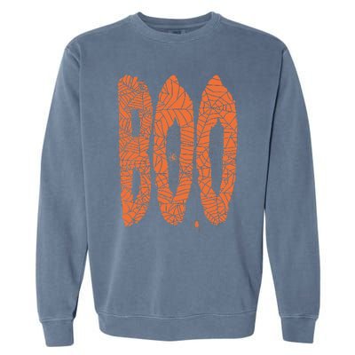 Boo Letters Covered In Spider Webs Fun Spooky Halloween Garment-Dyed Sweatshirt