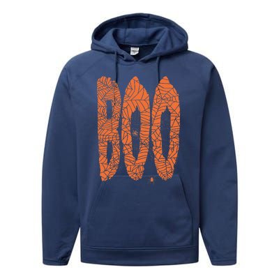 Boo Letters Covered In Spider Webs Fun Spooky Halloween Performance Fleece Hoodie