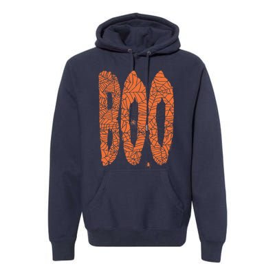 Boo Letters Covered In Spider Webs Fun Spooky Halloween Premium Hoodie