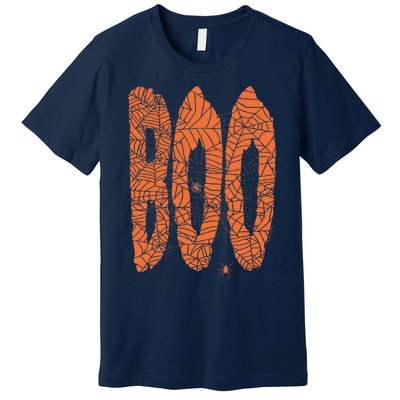 Boo Letters Covered In Spider Webs Fun Spooky Halloween Premium T-Shirt