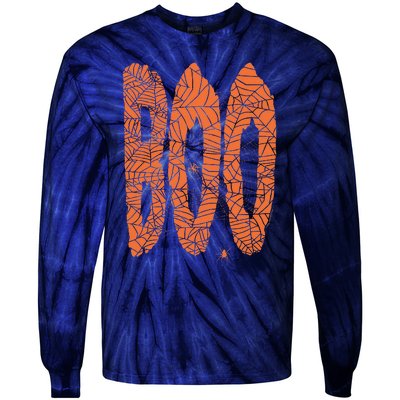 Boo Letters Covered In Spider Webs Fun Spooky Halloween Tie-Dye Long Sleeve Shirt