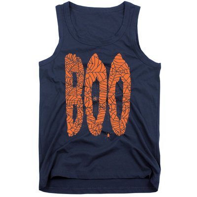 Boo Letters Covered In Spider Webs Fun Spooky Halloween Tank Top