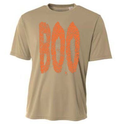 Boo Letters Covered In Spider Webs Fun Spooky Halloween Cooling Performance Crew T-Shirt