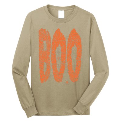 Boo Letters Covered In Spider Webs Fun Spooky Halloween Long Sleeve Shirt