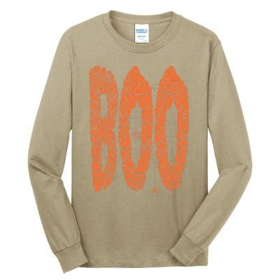 Boo Letters Covered In Spider Webs Fun Spooky Halloween Tall Long Sleeve T-Shirt