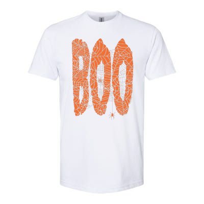 Boo Letters Covered In Spider Webs Fun Spooky Halloween Softstyle CVC T-Shirt