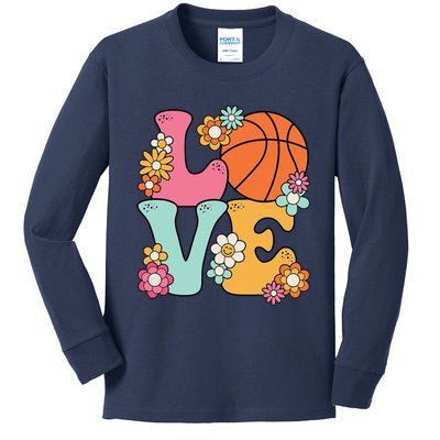 Basketball Love Cute Basketball Lover Women Teens Girl Kids Long Sleeve Shirt