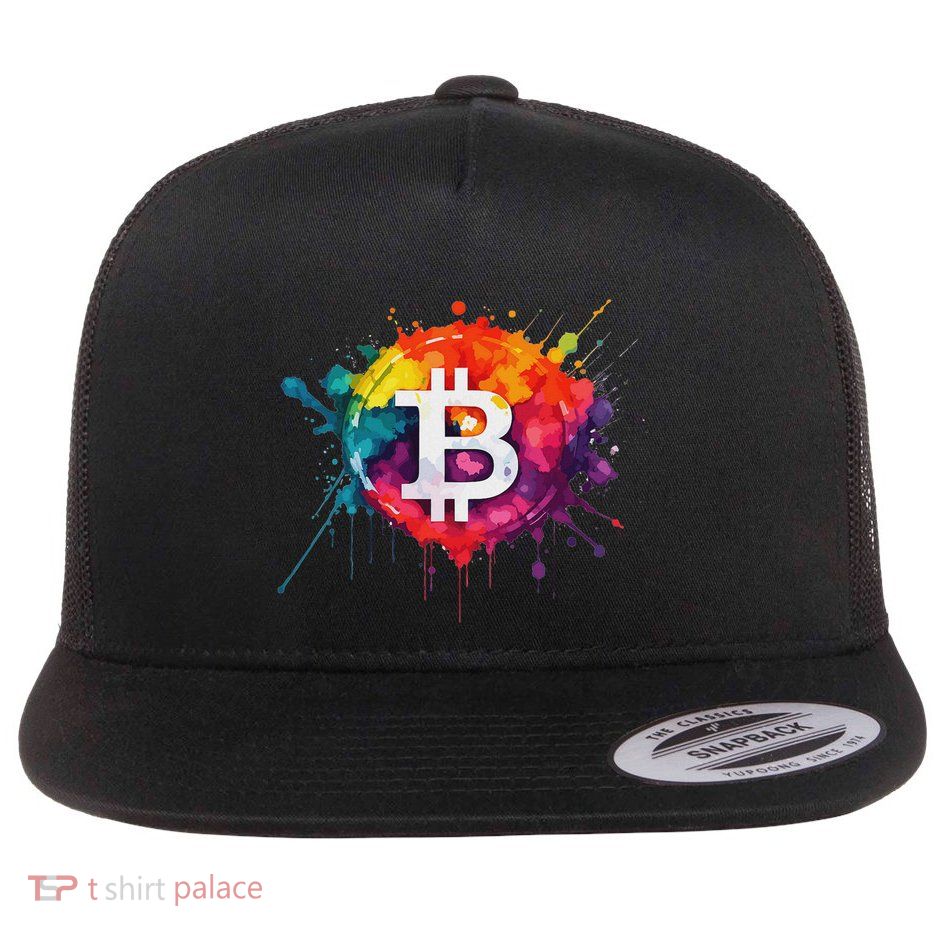 Bitcoin Logo Crypto Trader Investor Cryptocurrency Btc Flat Bill Trucker Hat