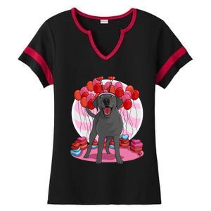 Black Lab Cute Labrador Retriever Heart Valentine Day Gift Cool Gift Ladies Halftime Notch Neck Tee