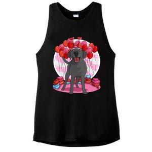 Black Lab Cute Labrador Retriever Heart Valentine Day Gift Cool Gift Ladies PosiCharge Tri-Blend Wicking Tank