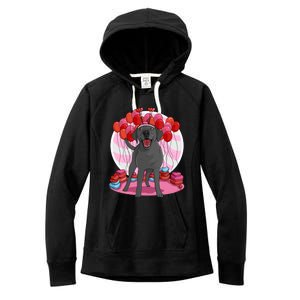 Black Lab Cute Labrador Retriever Heart Valentine Day Gift Cool Gift Women's Fleece Hoodie