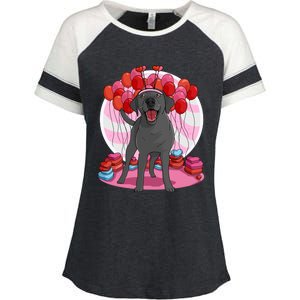 Black Lab Cute Labrador Retriever Heart Valentine Day Gift Cool Gift Enza Ladies Jersey Colorblock Tee