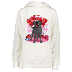 Black Lab Cute Labrador Retriever Heart Valentine Day Gift Cool Gift Womens Funnel Neck Pullover Hood