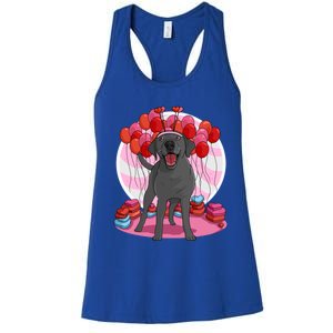 Black Lab Cute Labrador Retriever Heart Valentine Day Gift Cool Gift Women's Racerback Tank