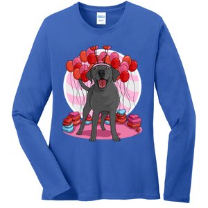 Black Lab Cute Labrador Retriever Heart Valentine Day Gift Cool Gift Ladies Long Sleeve Shirt