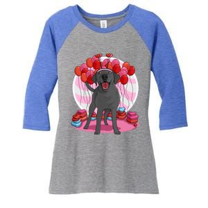 Black Lab Cute Labrador Retriever Heart Valentine Day Gift Cool Gift Women's Tri-Blend 3/4-Sleeve Raglan Shirt