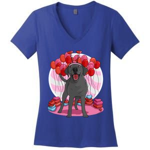 Black Lab Cute Labrador Retriever Heart Valentine Day Gift Cool Gift Women's V-Neck T-Shirt