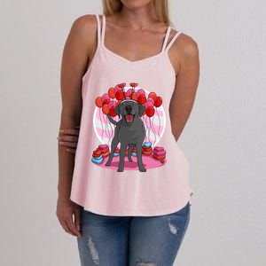 Black Lab Cute Labrador Retriever Heart Valentine Day Gift Cool Gift Women's Strappy Tank