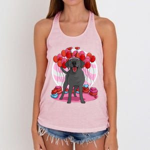 Black Lab Cute Labrador Retriever Heart Valentine Day Gift Cool Gift Women's Knotted Racerback Tank