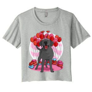 Black Lab Cute Labrador Retriever Heart Valentine Day Gift Cool Gift Women's Crop Top Tee