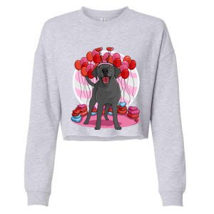 Black Lab Cute Labrador Retriever Heart Valentine Day Gift Cool Gift Cropped Pullover Crew