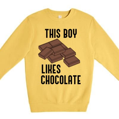 Boy Likes Chocolate Cocoa Funny Saying Chocolatier Meaningful Gift Premium Crewneck Sweatshirt