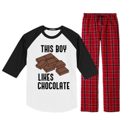 Boy Likes Chocolate Cocoa Funny Saying Chocolatier Meaningful Gift Raglan Sleeve Pajama Set