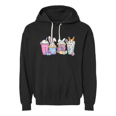 Bunny Latte Coffee Easter Bunny rabbit Coffee Lover Garment-Dyed Fleece Hoodie