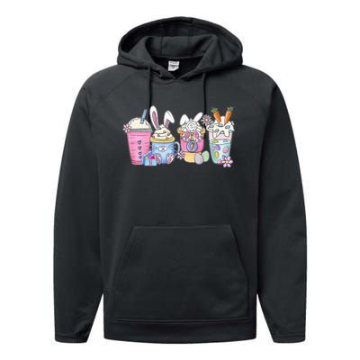 Bunny Latte Coffee Easter Bunny rabbit Coffee Lover Performance Fleece Hoodie