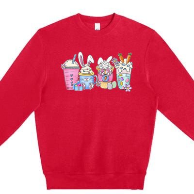 Bunny Latte Coffee Easter Bunny rabbit Coffee Lover Premium Crewneck Sweatshirt