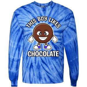 Boy Likes Chocolate Cute Chocolate Lover Gift Tie-Dye Long Sleeve Shirt