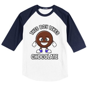 Boy Likes Chocolate Cute Chocolate Lover Gift Baseball Sleeve Shirt